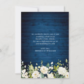 Save The Date Roses blanches Mariage de lanterne en bois bleu (Dos)