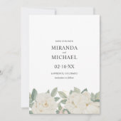 Save The Date Roses blanches romantiques Élégant MARIAGE (Devant)