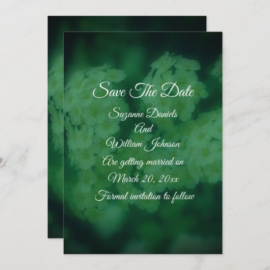 Save The Date Roses blanches sauvages Mariage floral (Devant / Derrière)