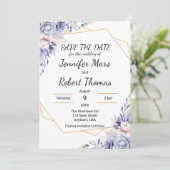 Save The Date Roses bleues élégantes (Debout devant)