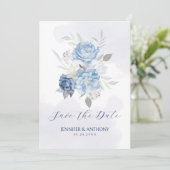 Save The Date Roses bleues et blanches douces (Debout devant)
