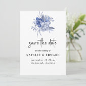 Save The Date roses bleues poussiéreuses rustiques et autres fle (Debout devant)