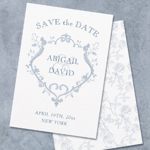Save The Date Roses Blue Crest Mariage Enregistrer La Date