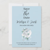 Save The Date Roses de mariage élégantes blanches de dragon de f (Devant)