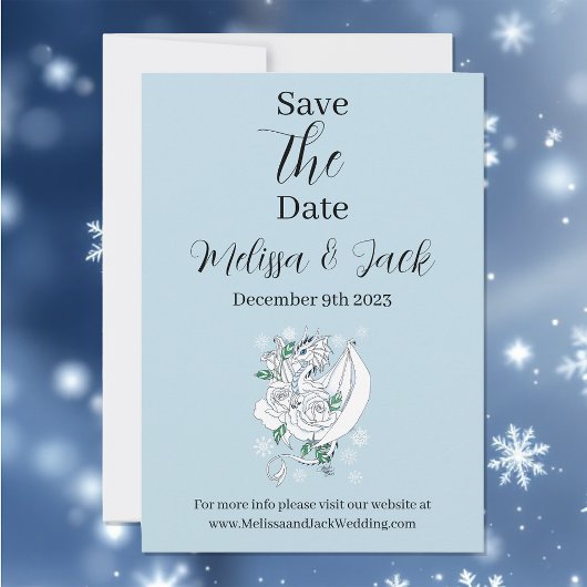 Save The Date Roses de mariage élégantes blanches de dragon de f