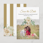 Save The Date Roses d'or blanc traditionnel Mariage de dentelle (Devant / Derrière)