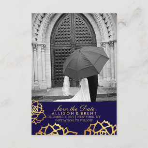 Save The Date Roses d'or sauvez la date - Bleu