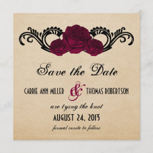 Save The Date Roses gothique Swirl Enregistrer la date Invitatio