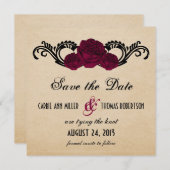Save The Date Roses gothique Swirl Enregistrer la date Invitatio (Devant / Derrière)