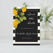 Save The Date Roses jaunes sur bandes noires et blanches (Debout devant)
