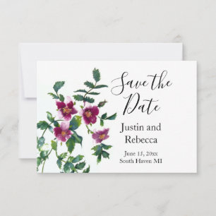 Save The Date Roses magenta rose vintage, aquarelle roses roses