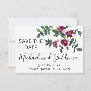 Save The Date Roses magenta rose vintage, aquarelle roses roses