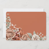 Save The Date Roses orange brûlé Terracotta Floral Navy Mariage (Dos)