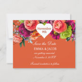 Save The Date Roses orange et roses (Devant)