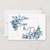 Save The Date Roses Pastel Blue Aquarelle Enregistrer La Date (Devant)