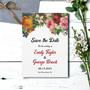 Save The Date Roses romantiques colorés Élégant Mariage floral