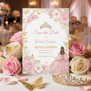 Save The Date Roses roses blush pink pour la Quinceañera Enregi