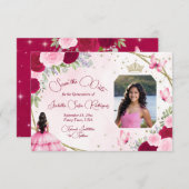 Save The Date Roses roses roses Princesse Papillon & Photo Quinc (Devant / Derrière)