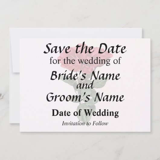 Save The Date Roses Rouges et Feuilles (Devant)