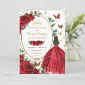 Save The Date Roses rouges Floral Princesse robe or Quinceañera (Debout devant)