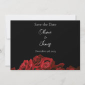 Save The Date Roses rouges Noir blanc (Devant)