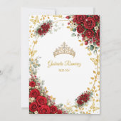 Save The Date Roses Rouges Papillons Dorés Quinceañera (Dos)