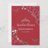 Save The Date Roses rouges Papillons en argent Quinceanera Sweet (Dos)
