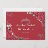 Save The Date Roses rouges Papillons en argent Quinceanera Sweet (Dos)