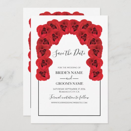 Save The Date Roses Rouges Rustiques Mariage Enregistrer La Date (Devant / Derrière)
