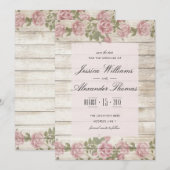 Save The Date Roses Rustiques Sur Bois Étape Date (Devant / Derrière)
