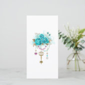 Save The Date Roses Turquoise avec Clés (Debout devant)