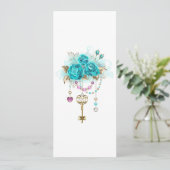 Save The Date Roses Turquoise avec Clés (Debout devant)
