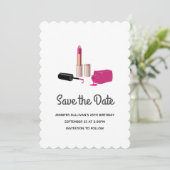 Save The Date Rouge à lèvres rose et ongle Polonais beauté thème (Debout devant)