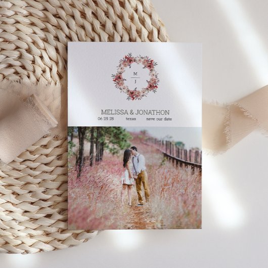 Save The Date Rouge Blush Floral Roses tendance Enregistrer la d