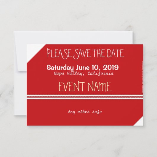 Save The Date Rouge et blanc Enregistrer la date (Dos)