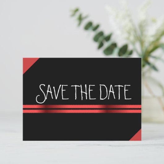 Save The Date Rouge et noir Enregistrer la date (Debout devant)