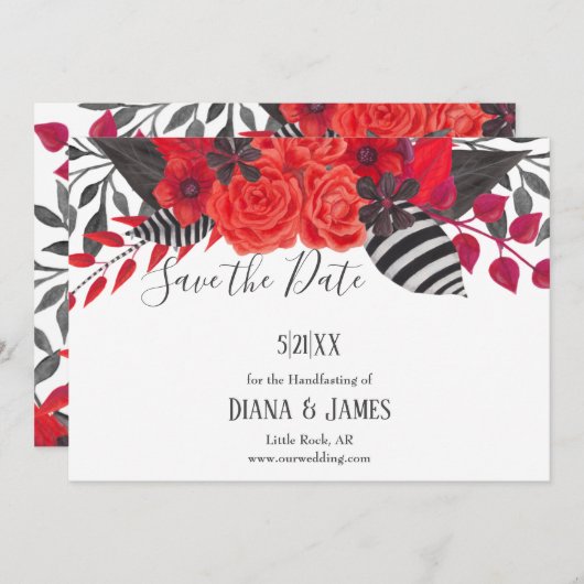 Save The Date Rouge et noir | Glam gothique Enregistrer la date (Devant / Derrière)