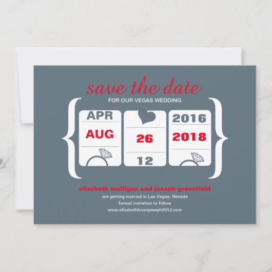 Save The Date Rouge Machine à Sous Enregistrer la Date - Mariage (Devant)