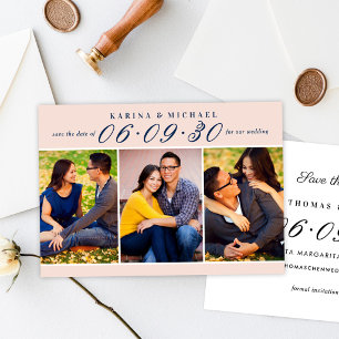 Save The Date Rouge Marine Trois Photos Mariage Collage