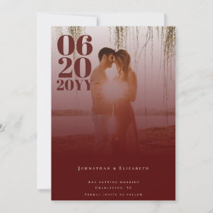 Save The Date Rouge minimaliste Gras Type Photo