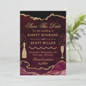 Save The Date Rouge & Or Parties scintillant Faux Marbre Agate M (Debout devant)