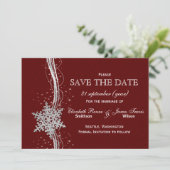 Save The Date rouge Silver Snowflakes hiver enregistrer la date (Debout devant)