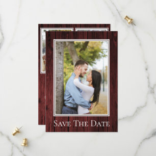 Save The Date Rouge Simple Rustique Photo Sauvegarder la Date