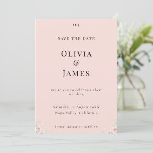 Save The Date Rouge Soie Rose Pétales Chuchotées Florale Moderne
