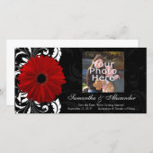 Save The Date Rouges, noirs et blancs Gerbera Daisy (Devant / Derrière)