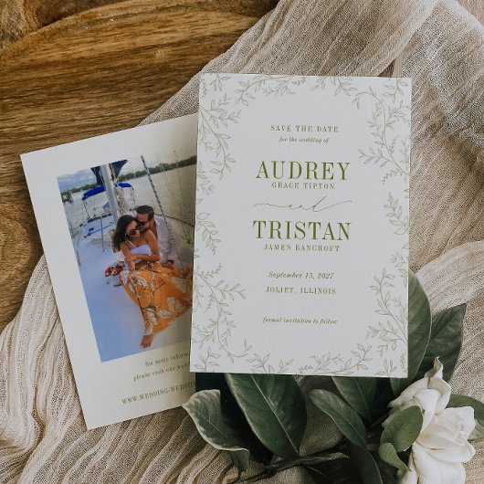 Save The Date ROWAN Botanical Wedding Photo