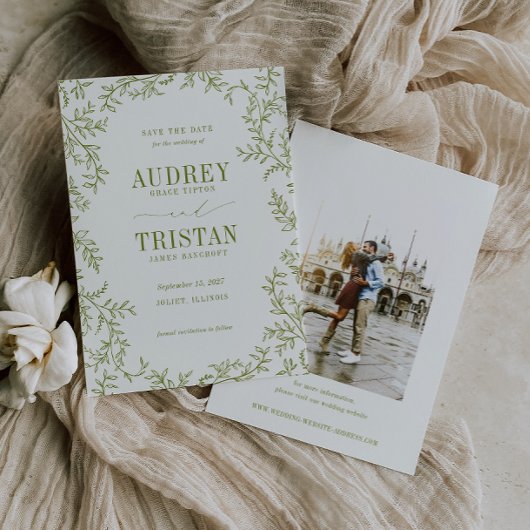 Save The Date ROWAN Botanical Wedding Photo