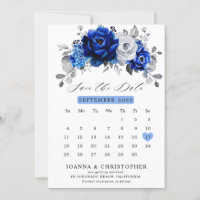 Royal Bleu Blanc Argent Métallique Calendrier flor