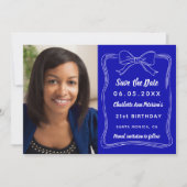 Save The Date Royal bleu dessiné à la main photo anniversaire (Devant)
