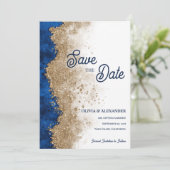 Save The Date Royal Blue Gold Abstract Luxury Formal Wedding (Debout devant)
